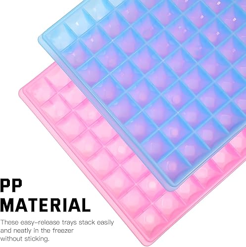 Miniatura 2 de Hemoton 2 bandejas para cubitos de hielo para congelador, bandeja de plástico para cubitos de hielo de 96 cavidades, bandeja de cubitos de hielo en