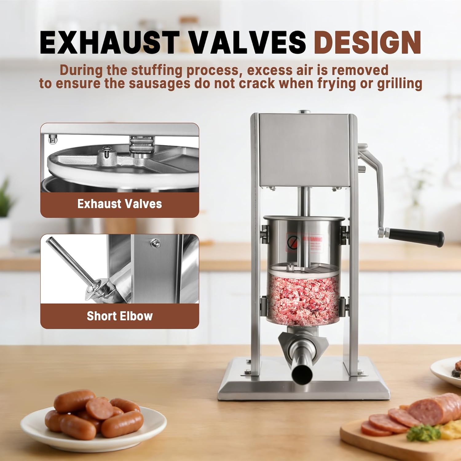 Hakka 11 Lb/5 L Sausage Stuffer 2 Speed Stainless Steel Vertical Sausage Maker