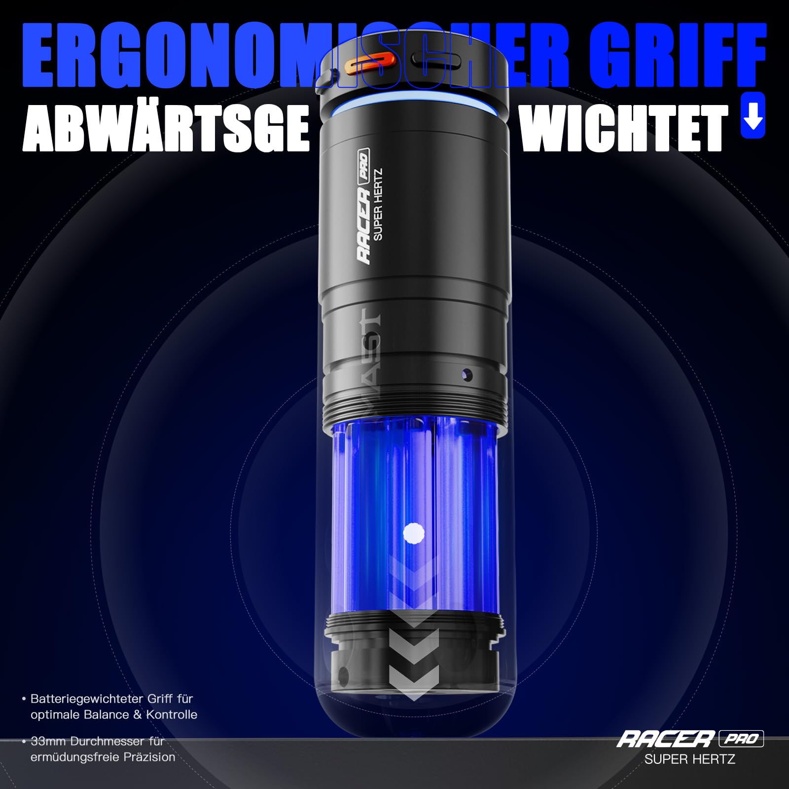 Mast Racer Pro Tattoo Maschine Set Kabellose Tätowiermaschine mit 1520mAh Akku & Mcore-Pro Motor Rotary Coreless Tätowiermaschine Schwarz