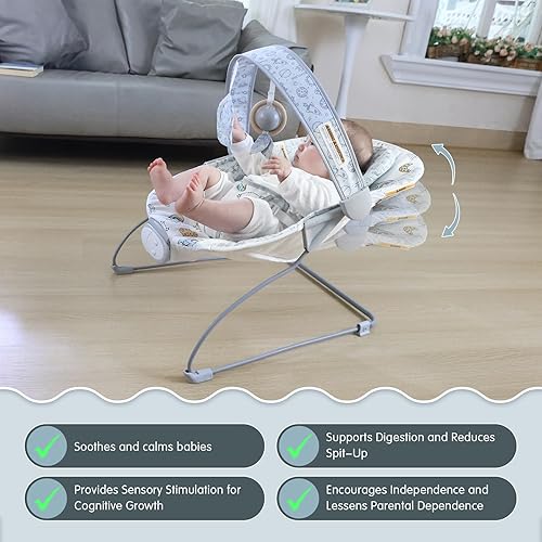 Miniatura 4 de Portable Baby Bouncer Seat with 8 Melodies, 3 Vibration Levels & Adjustable Volume, Foldable Infant Bouncer Rocker with Safety Harness for Baby 0-6