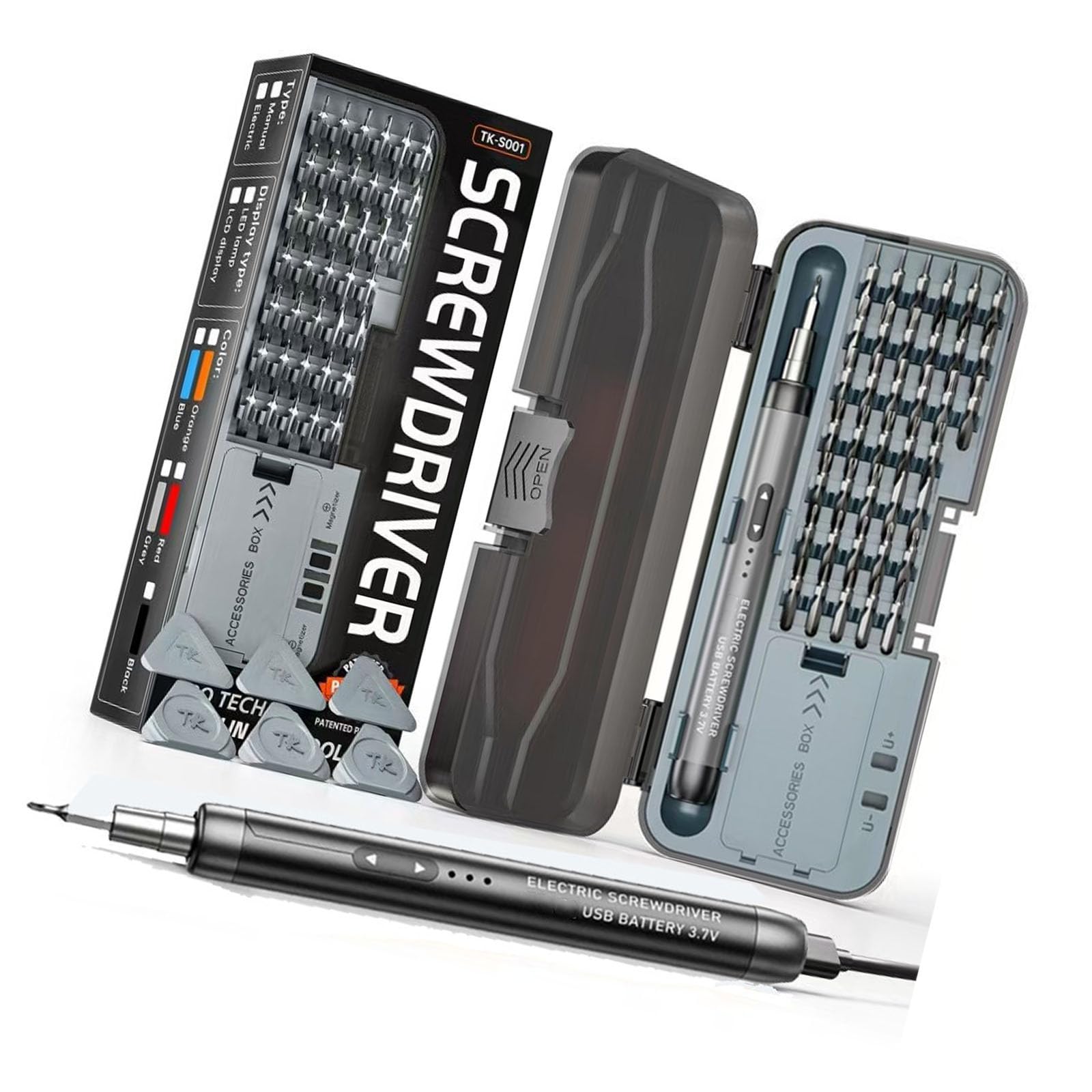 Oxxggkao Way Electric Manual Screwdriver Set With 38 Components And 6 Grip Pry Instruments For Phone Laptop Repair Compact Electric Screwdriver