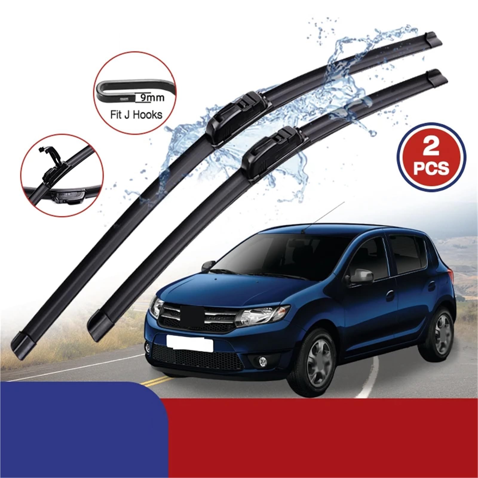 Limpiaparabrisas De Coche Compatible Con Dacia Para Para Sandero 2012-2015 Limpiaparabrisas De Coche Sin Hueso De Goma Suave Para Tipo U Automotriz Silencioso HD 22"+20"
