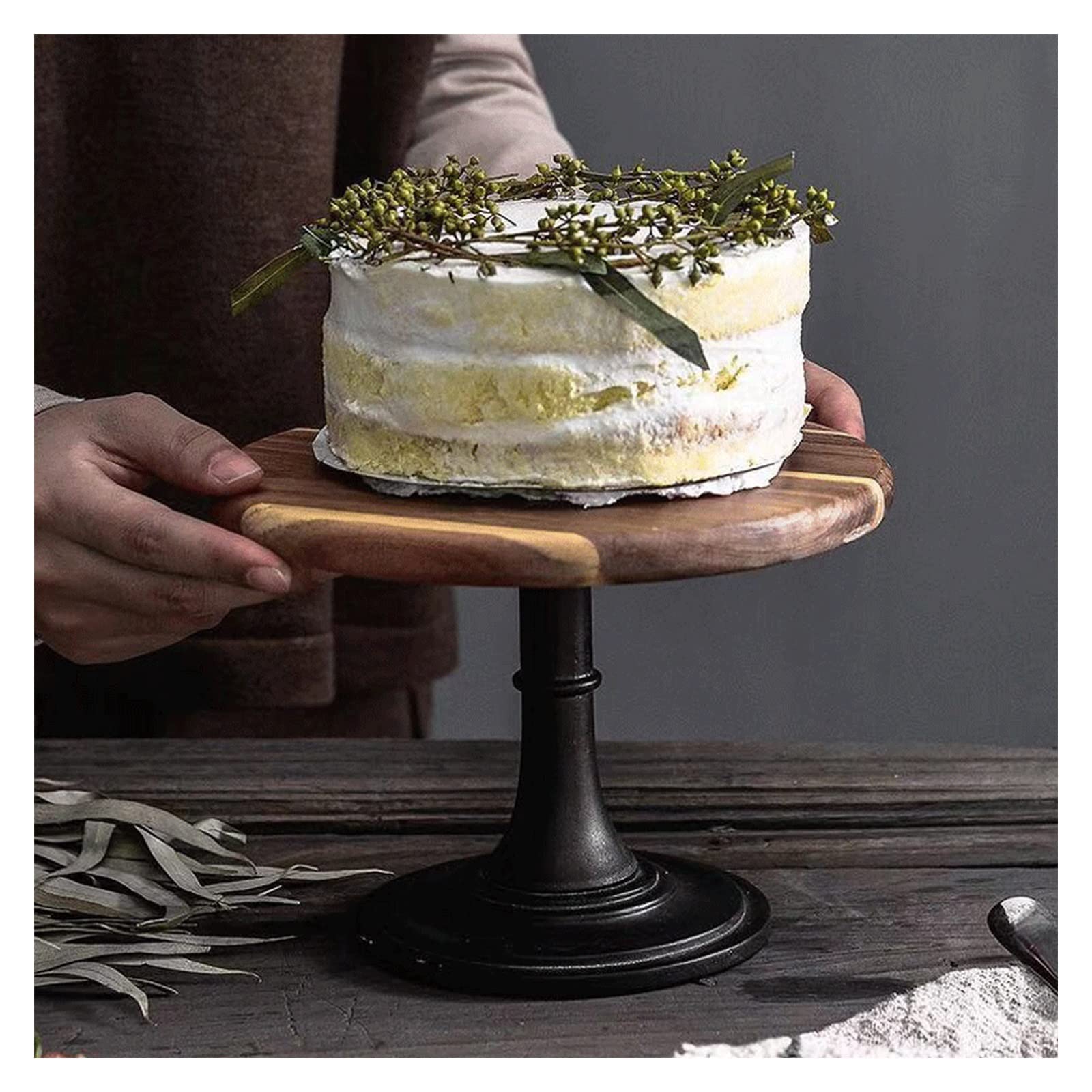 SUNESA Présentoir à Gâteau Support de Plateau de gâteau de Jambe Haute en Bois, Plateau d'accessoires, présentoir de Dessert de Dessert, Plate-Forme de gâteau en Bois Stand de Gâteaux (Size : L)