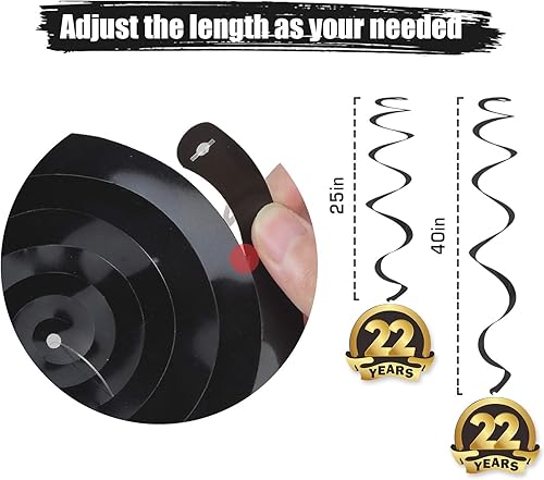 Miniatura 323 de LINGTEER Happy 65th Birthday Decorations Set - 12Pcs Black & Gold Swirls Streamer,Happy Birthday Bunting Banner,Cheers to 65 Years Old Bday Party