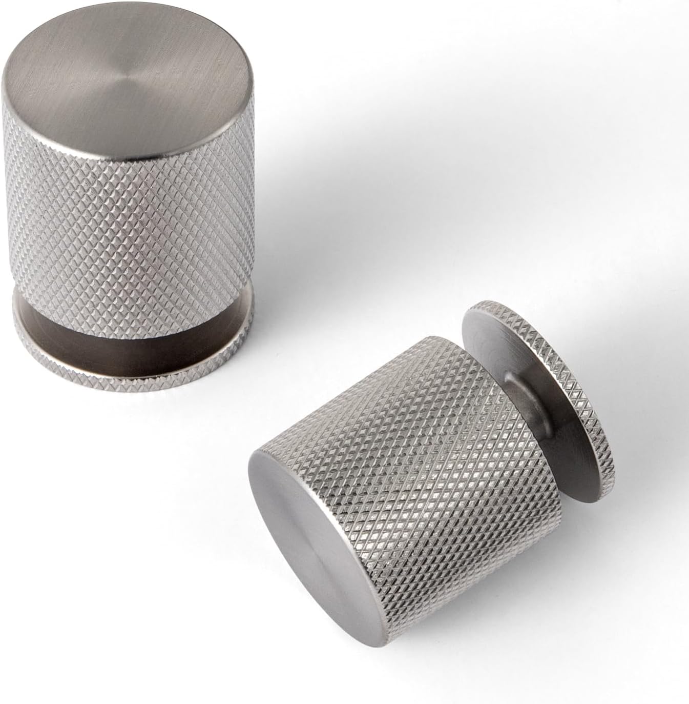 Goo-Ki 6 Pack Brushed Satin Nickel Knurled Cabinet Knobs Drawer Knob, Modern Single Hole/Screw Bar Cabinet Pulls Handles