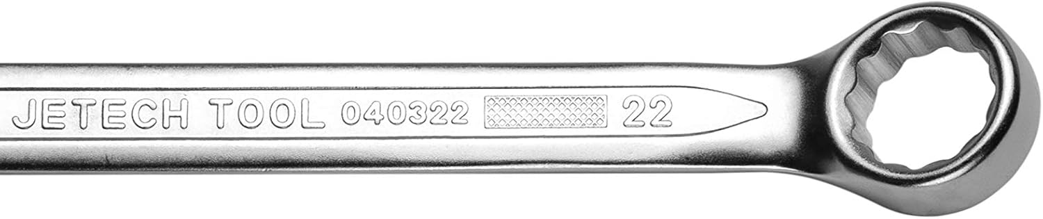Jetech 22 mm Combination Wrench (6 Pack) - Industrial Grade Spanners with 12-Point Design, 15-Degree Offset, Made with Durable Chrome Vanadium Steel in Sand Blasted Finish, Forged, Heat-Treated