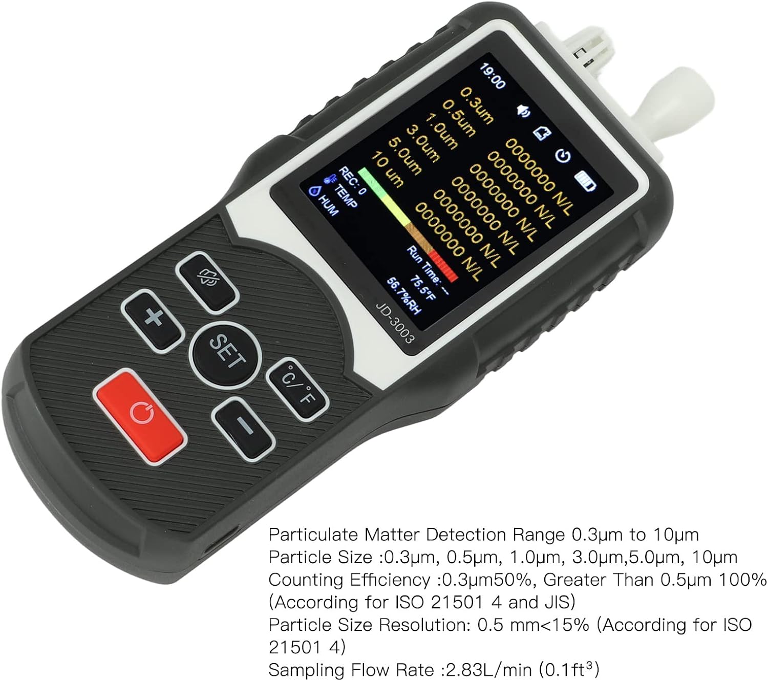 Air Quality Monitor Professional - Dust Particle Counter Real Time Data Recording, Air Pollution Detector, TVOC PM2.5 PM10 HCHO Temperature Humidity Meter