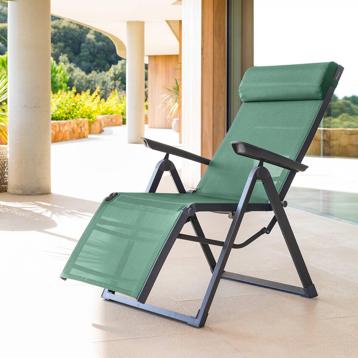 Hespéride - Fauteuil de Jardin inclinable Decima Vert Olive et Graphite