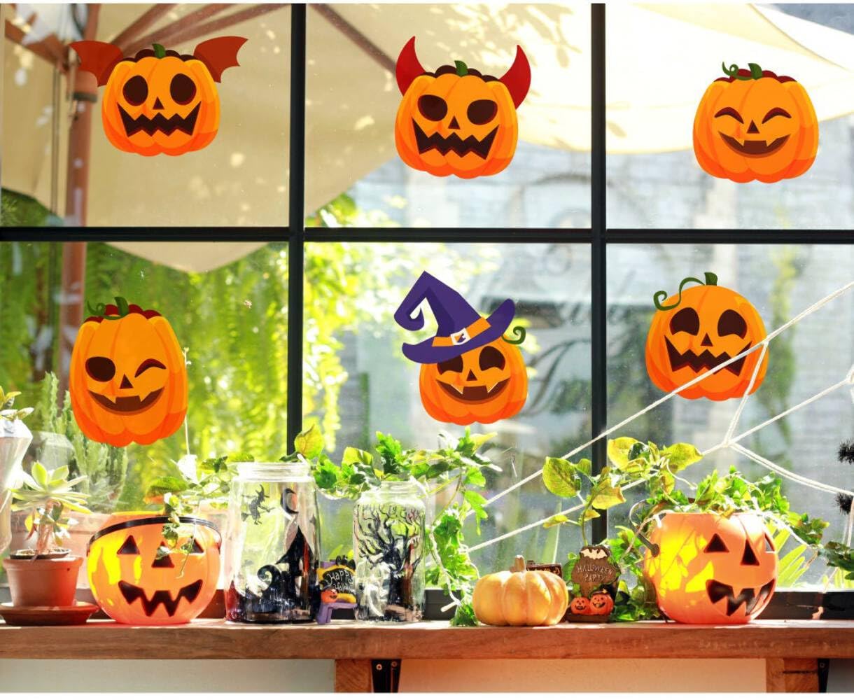 QuoteMyWall Halloween Window Stickers Decorations for Home Kids, Scary Halloween Pumpkin Bats Skulls Gnomes Ghosts Decals Removable Stickers for Home Office Shop Party (Creepy Gnomes)
