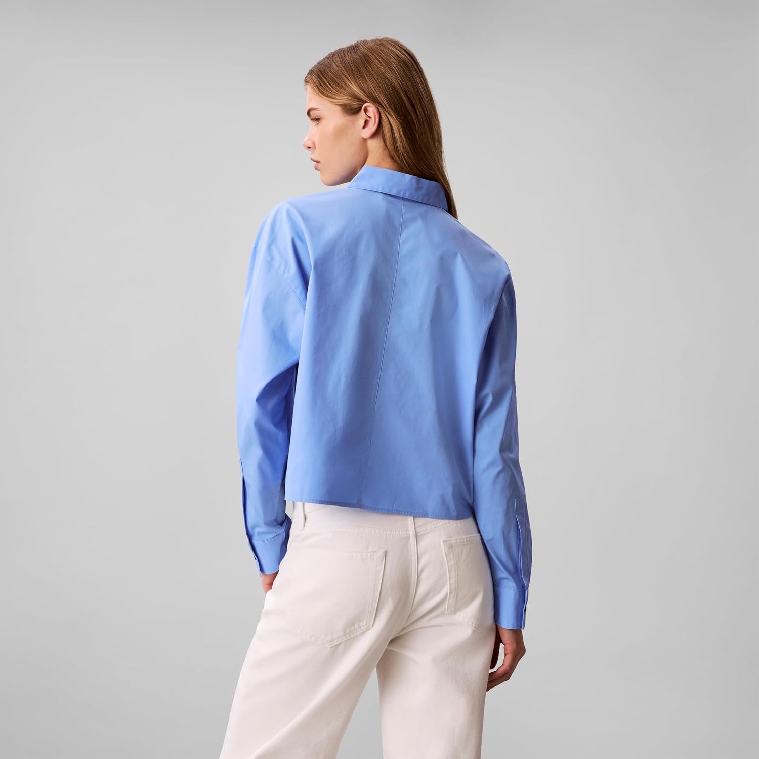Calvin Klein Women's Cotton Poplin Cropped Shirt
