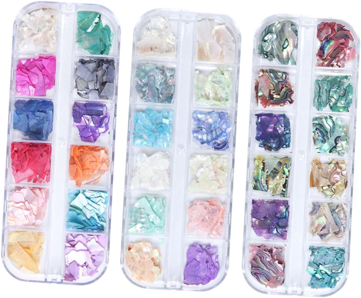 Didiseaon 12grid Ultra-Thin Irregular Glitter Nail Stickers Nail Art Accessories for Women Girls Collection of Manicure Charms and Shell Flakes