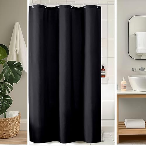 Miniatura 28 de OVZME Zora Cortina de ducha blanca, cortina de ducha de tela para baño, paño suave, calidad de hotel, spa, decoración de baño repelente al agua,