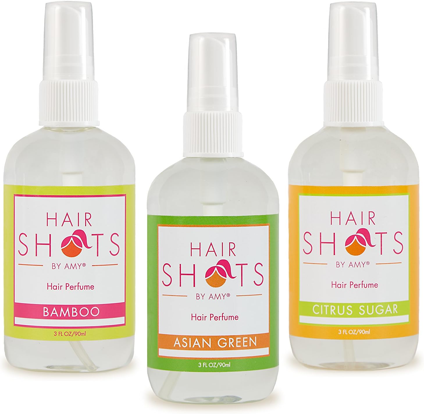 Hair Shots by amy Heat Activated Fragrance Always Fresh & Crisp Bundle 3 Items: Asian Green, Bamboo, Citrus Sugar