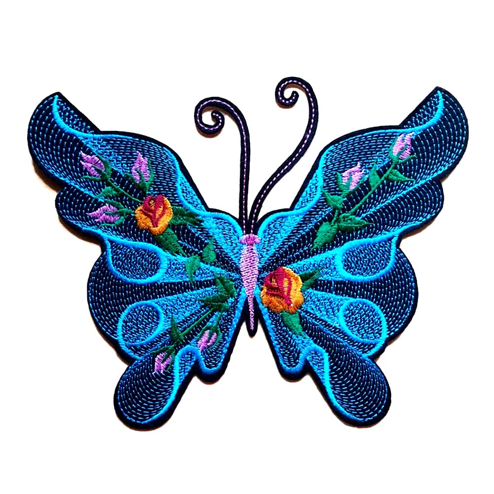 Locomo 3D Butterfly Iron Sew On Patch Large Embroidered Big Badge Motif Applique Cute Colorful for Women Girl Jacket Denim Backpack Bag Decoration