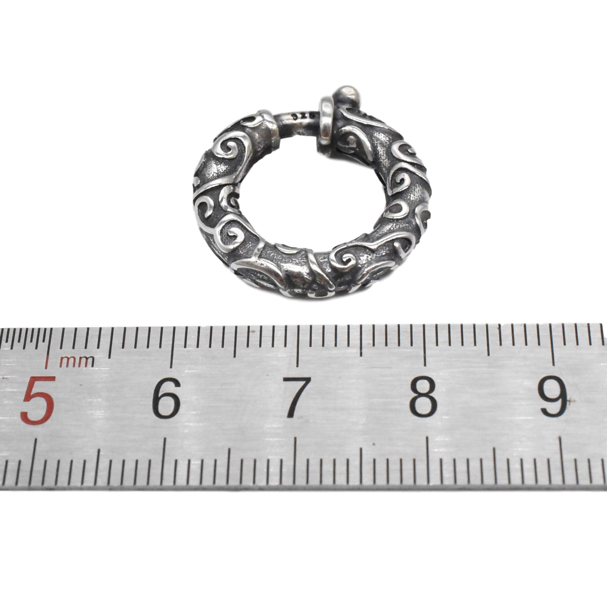 Federringverschluss aus oxidiertem Sterlingsilber, 925er Sterlingsilber, großer Federring