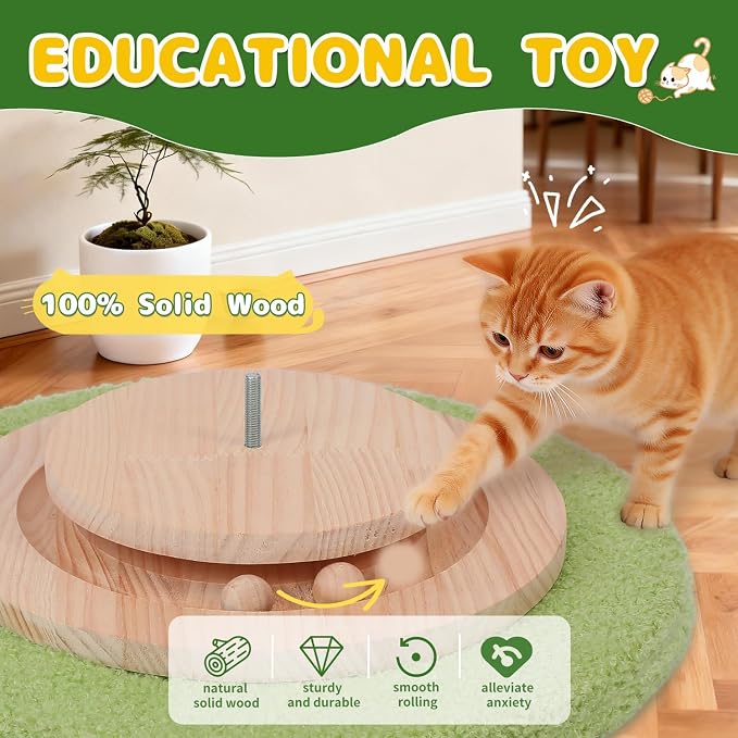 Rascador para gatos grande con base estable y bolas colgantes miniatura 3