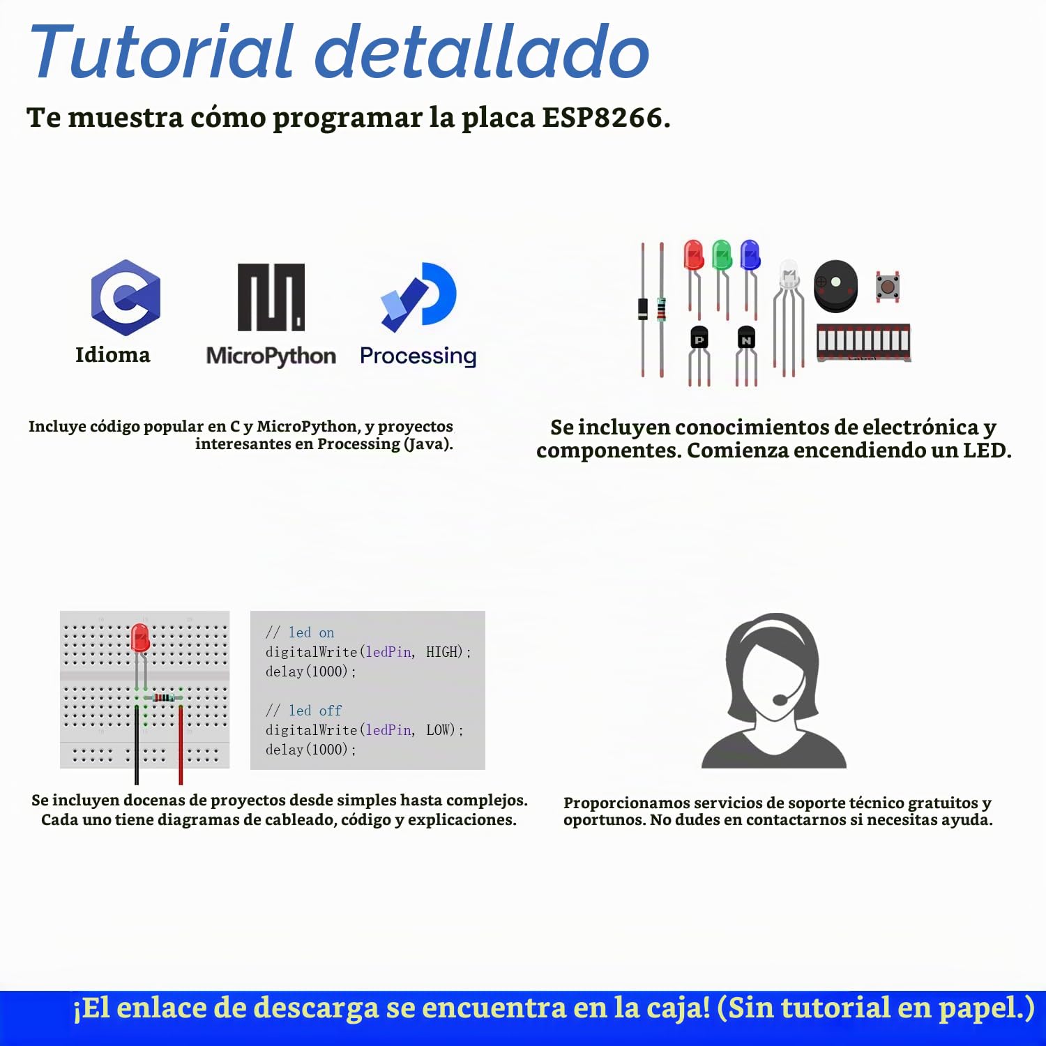 Freenove Ultimate Starter Kit for ESP8266 (Included), 32-bit 160 MHz Mini Microcontroller, Onboard Wi-Fi, Python C Java, 715-Page Detailed Tutorial, 218 Items, 109 Projects