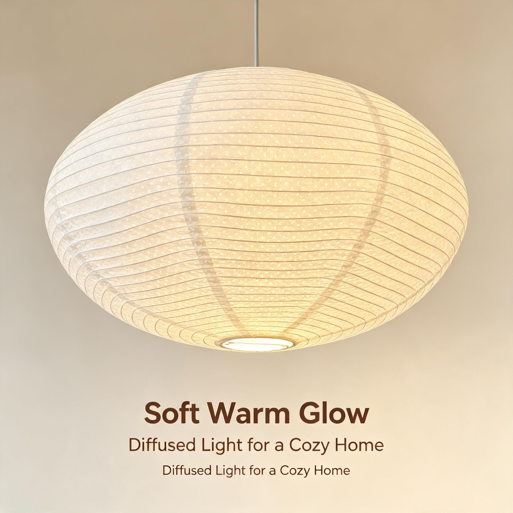 MDEOOSKY 12x12 Inch White Paper Lamp Shade – Round Foldable Pendant Light Cover, Boho Chinese Lantern Style For Home Decor