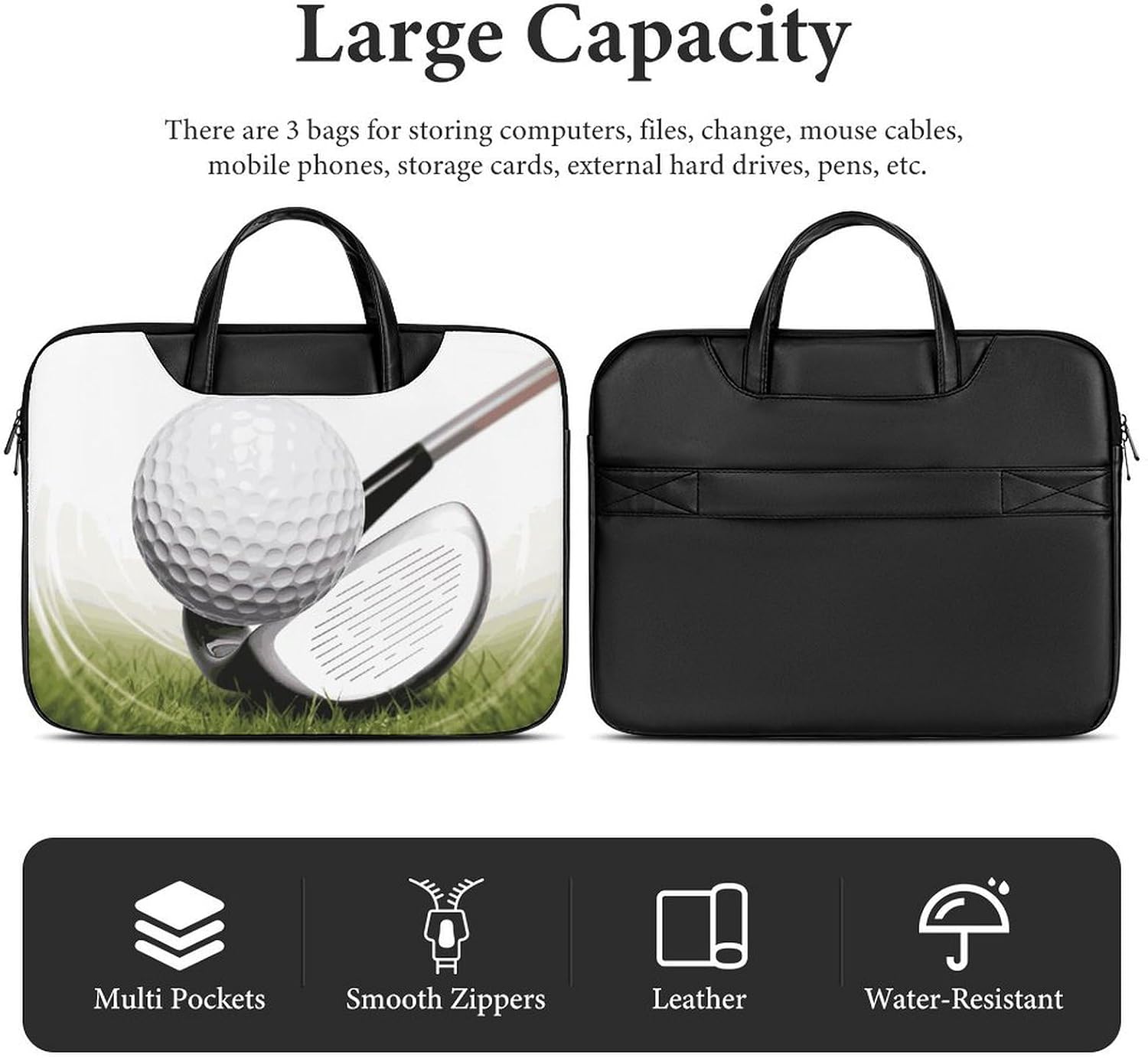 17 Inch Laptop Shoulder Bag Waterproof Portable Laptop Case Sleeve Messenger Bag for Women Men Golf Club, Style-12