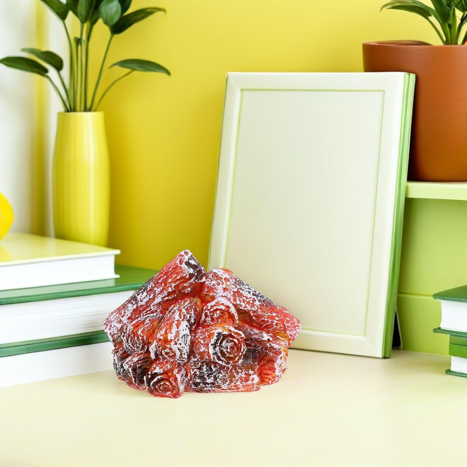 2pcs USB LED Faux Charcoal Fire Lamps, Realistic Resin Artificial Campfire Night Lights, Small Decorative Flame Lights for Indoor and Holiday Decor