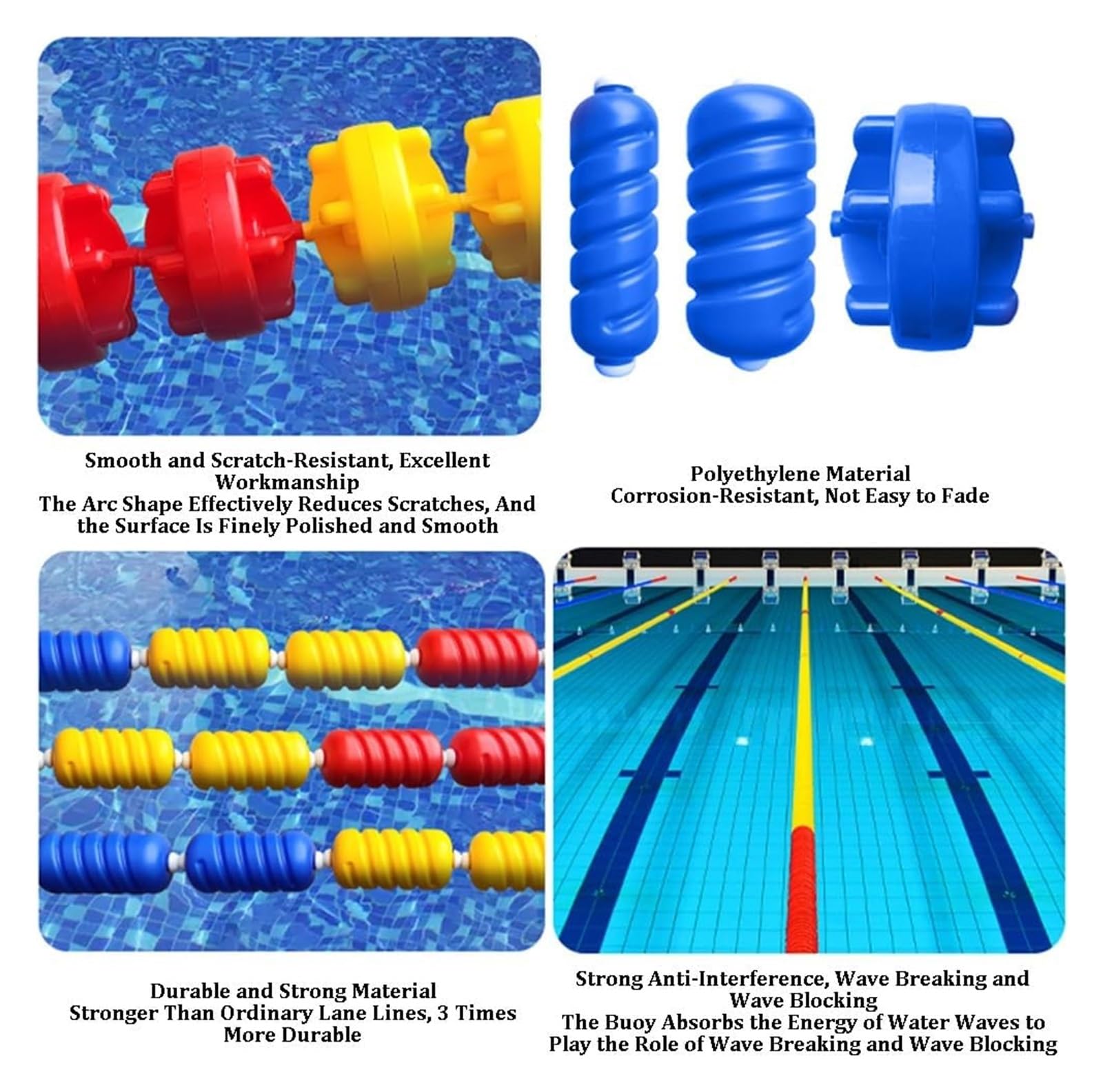 Sport-Thieme - Corda di separazione per piscine, guinzagli di sicurezza a forma esagonale, linea di separazione per estremità piatta della piscina, linee di separazione, galleggianti per interni e dr