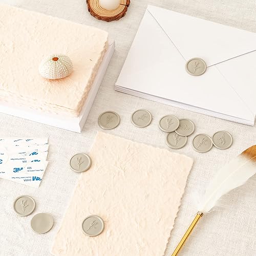 Miniatura 3 de 50 calcomanías de sello de cera de hoja de olivo gris para boda, cumpleaños, baby shower, Acción de Gracias, invatación, negocios, etc