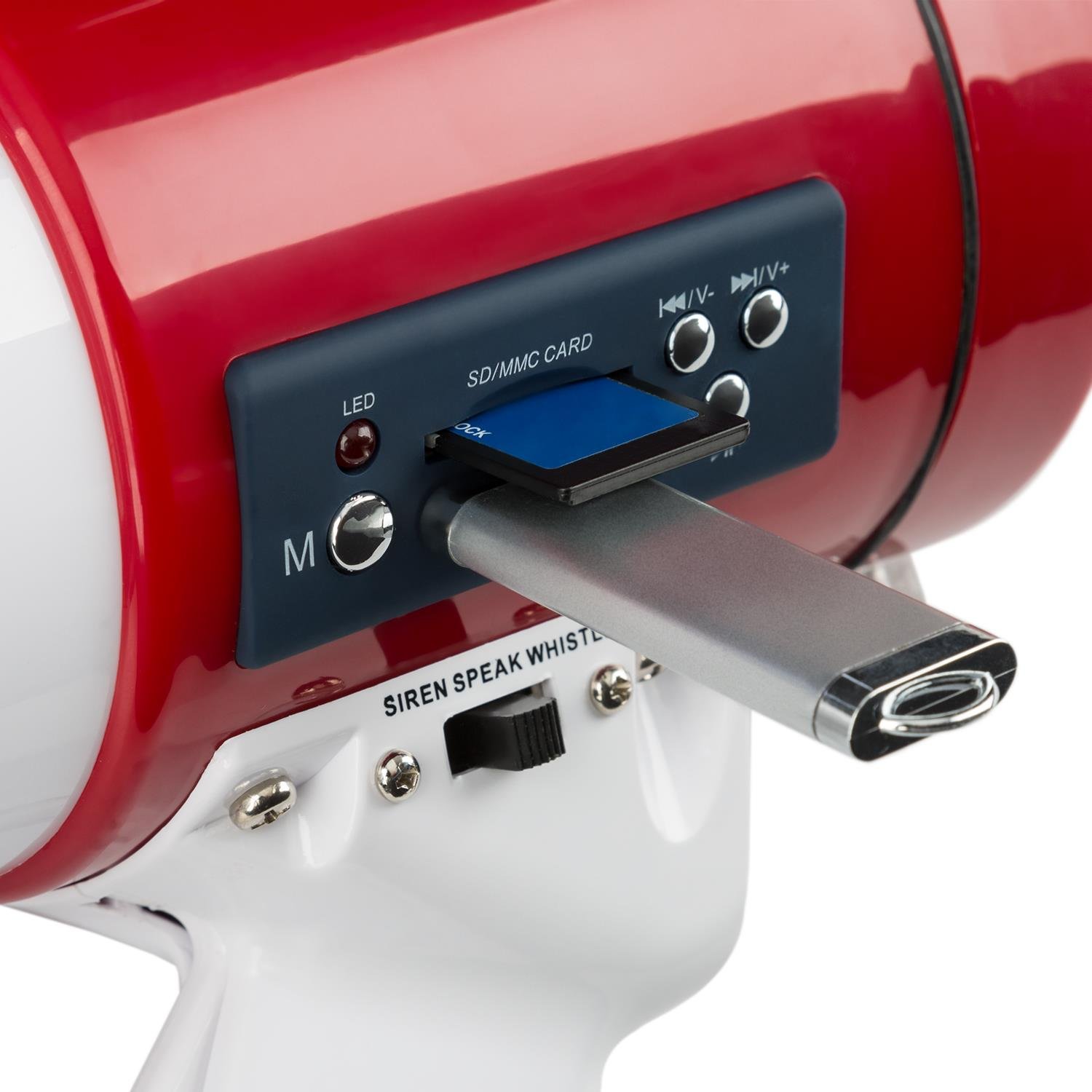 Mégaphone Auna MEGA080USB 80W - Portée 700m - Avec Sirène, Sifflet Et Lecteur MP3 - Alimentation Par Piles