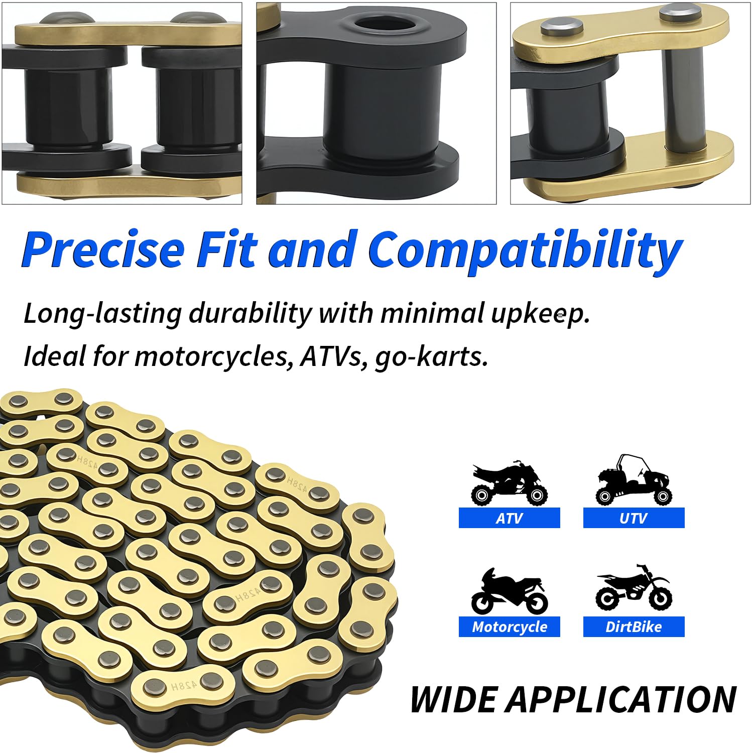 428H Drive Chain 140 Link with 6pcs Connecting Master Link Connecting Master Link Motorcycle Bicycle Go Kart Mini Trail Bike — Amazon image 4