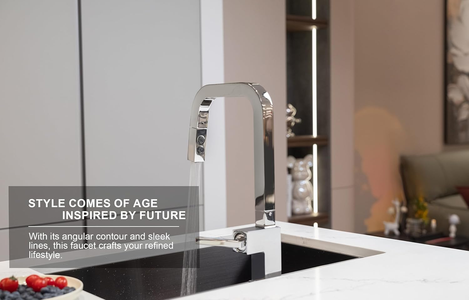 Lava Odoro Chrome Kitchen Faucet with Pull Down Sprayer, Single Handle Kitchen Faucet, Chrome Single Hole Kitchen Sink Faucet with Magnetic Docking Spray Head, Deck Plate Included, Bar Faucet KF182-C