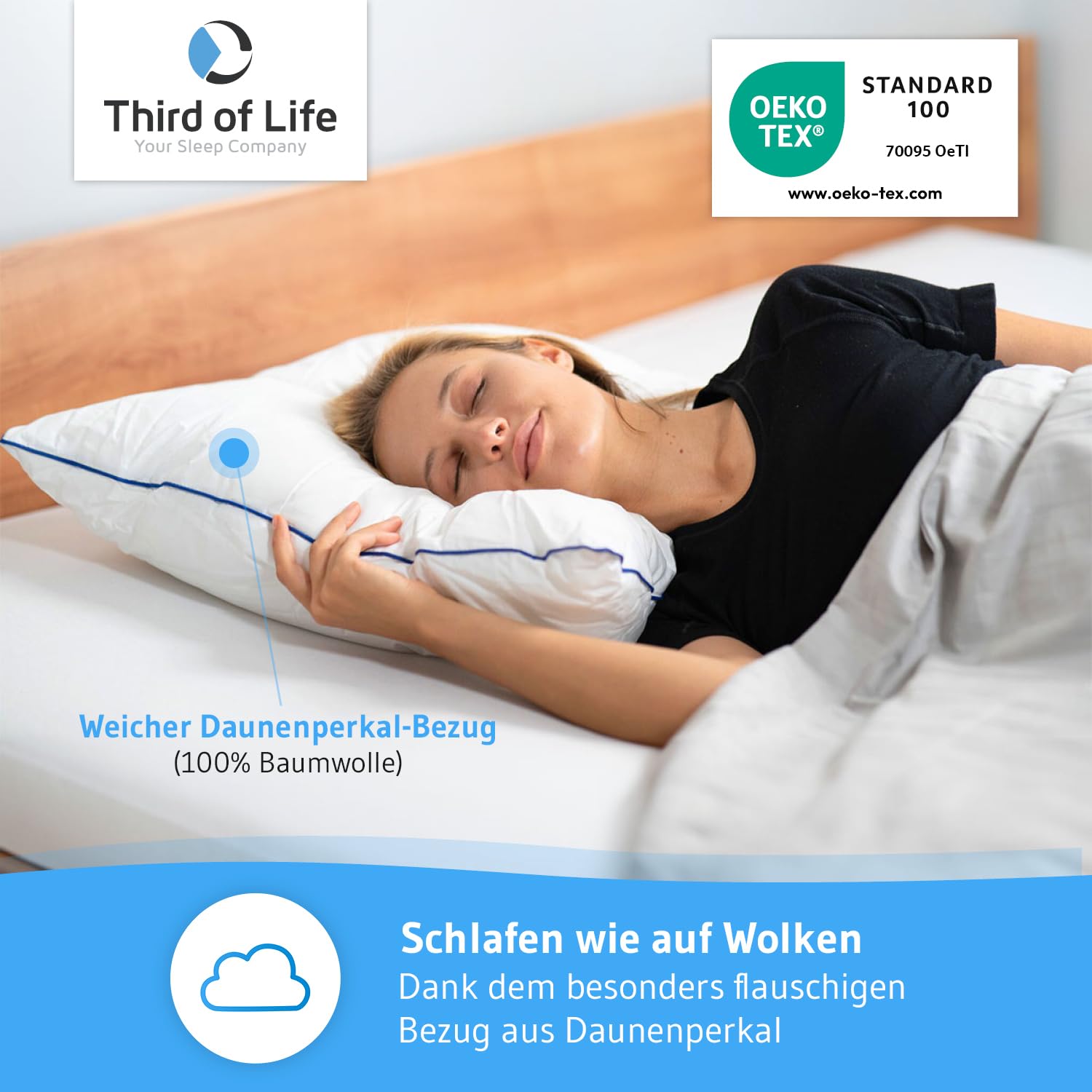 Kopfkissen 80x80 inSPIRO Ergonomisches Nackenstützkissen für Seiten- Rücken- Bauchschläfer Made in EU
