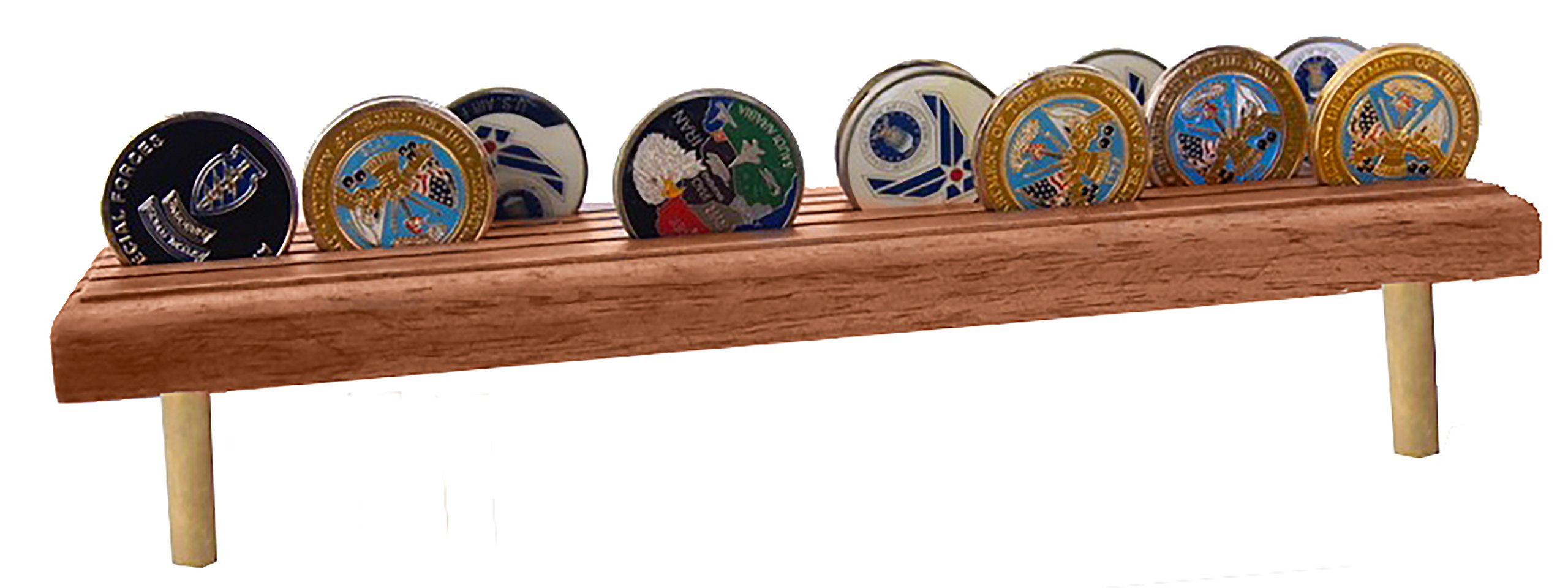 DECOMIL - 4 Rows Military and Challenge Coin Display Stand Rack with Metal Base