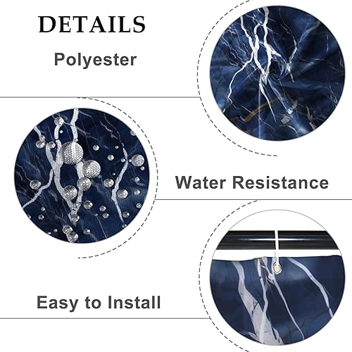 Miniatura 9 de Baocicco Cortina de ducha de mármol negro y dorado, cortinas de ducha abstractas de lujo modernas para bañeras, cortina de ducha de tela impermeable