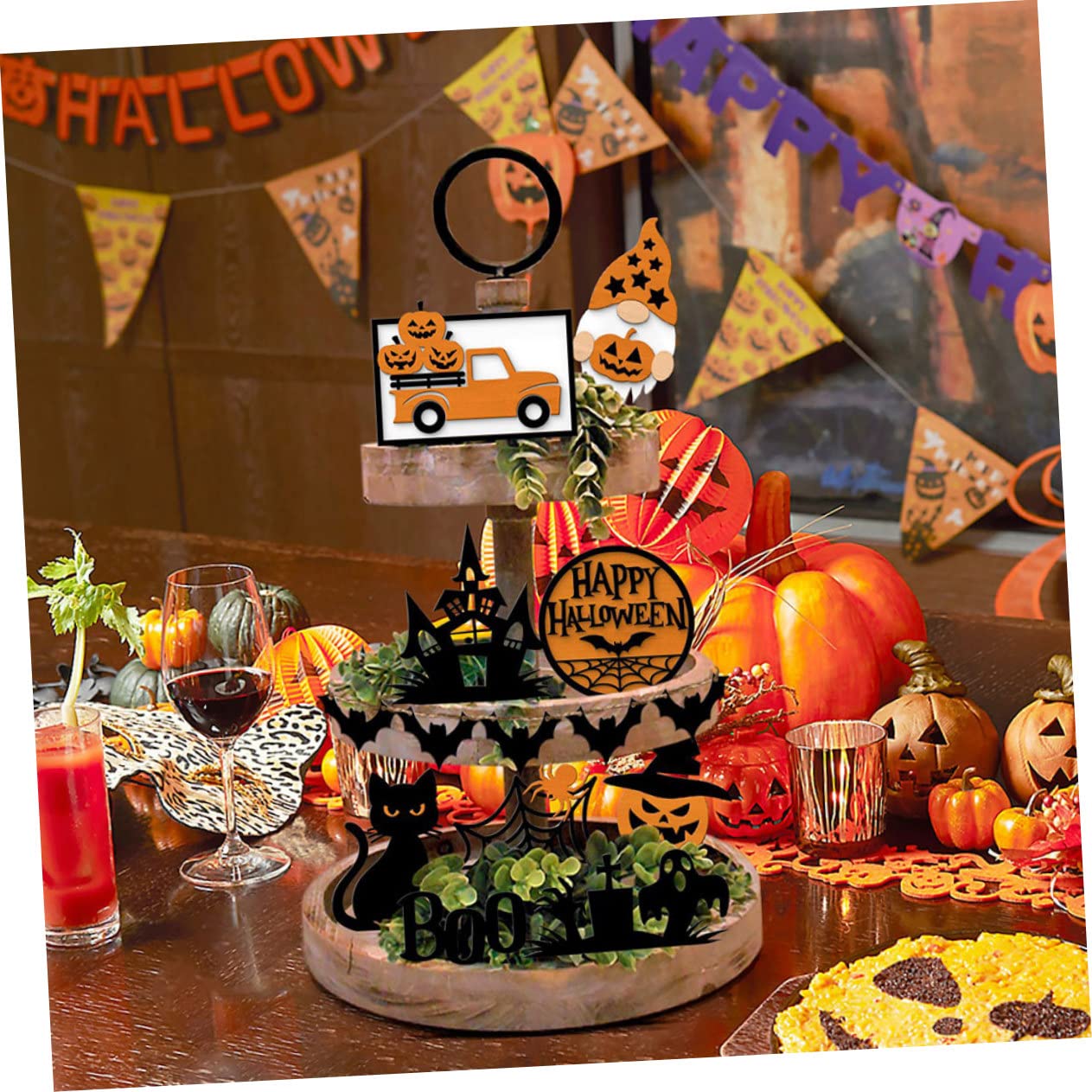 Cabilock 2 Set decorazione del vassoio di Halloween festival decorazioni adesivi addobbi halloween casa addobbi casa halloween vibe passamaneria decorativa forniture per feste di halloween