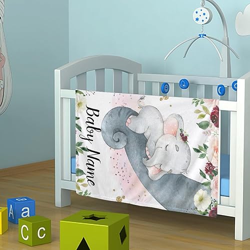 Miniatura 22 de Manta de bebé personalizada con nombre, mantas de bebé de elefante personalizadas para niñas, regalos de bebé, productos para bebés, mantas súper
