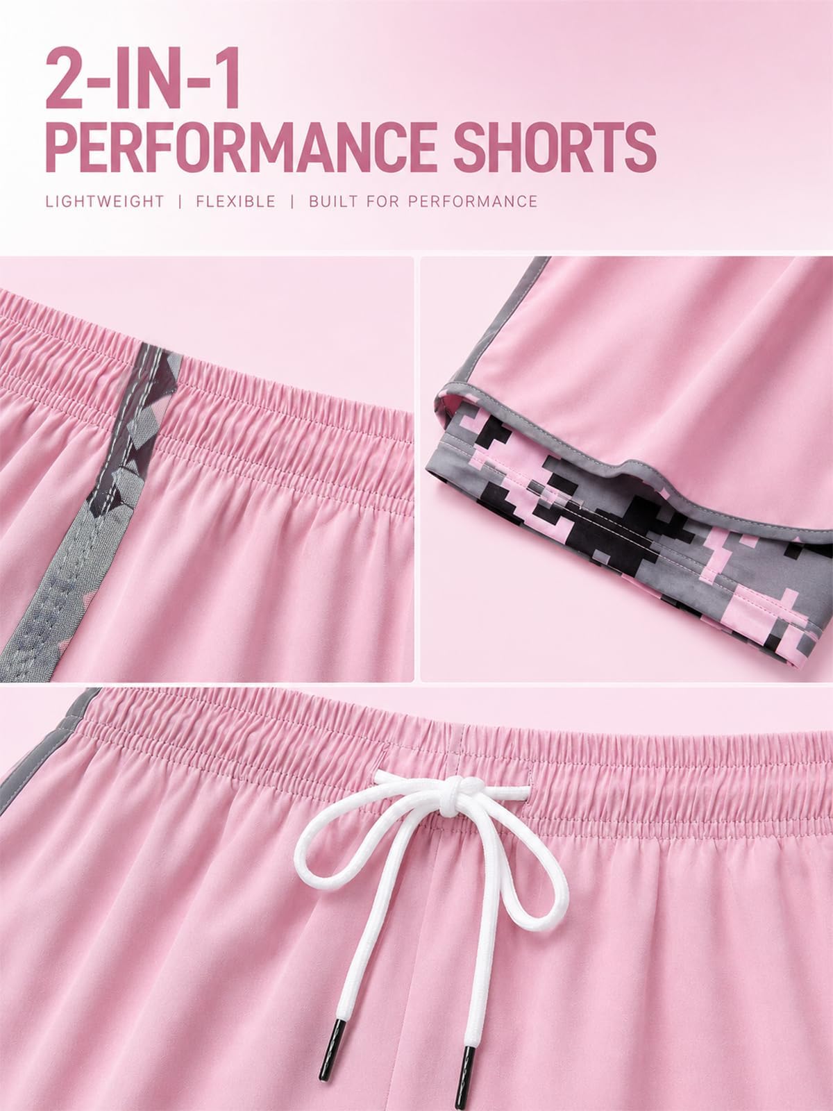 nnOuOnn 2-in-1-Laufshorts für Damen mit Taschen, athletische Fitness-Shorts mit Camouflage-Futter, leichte Sportbekleidung für Workout, Yoga, Wandern und Training