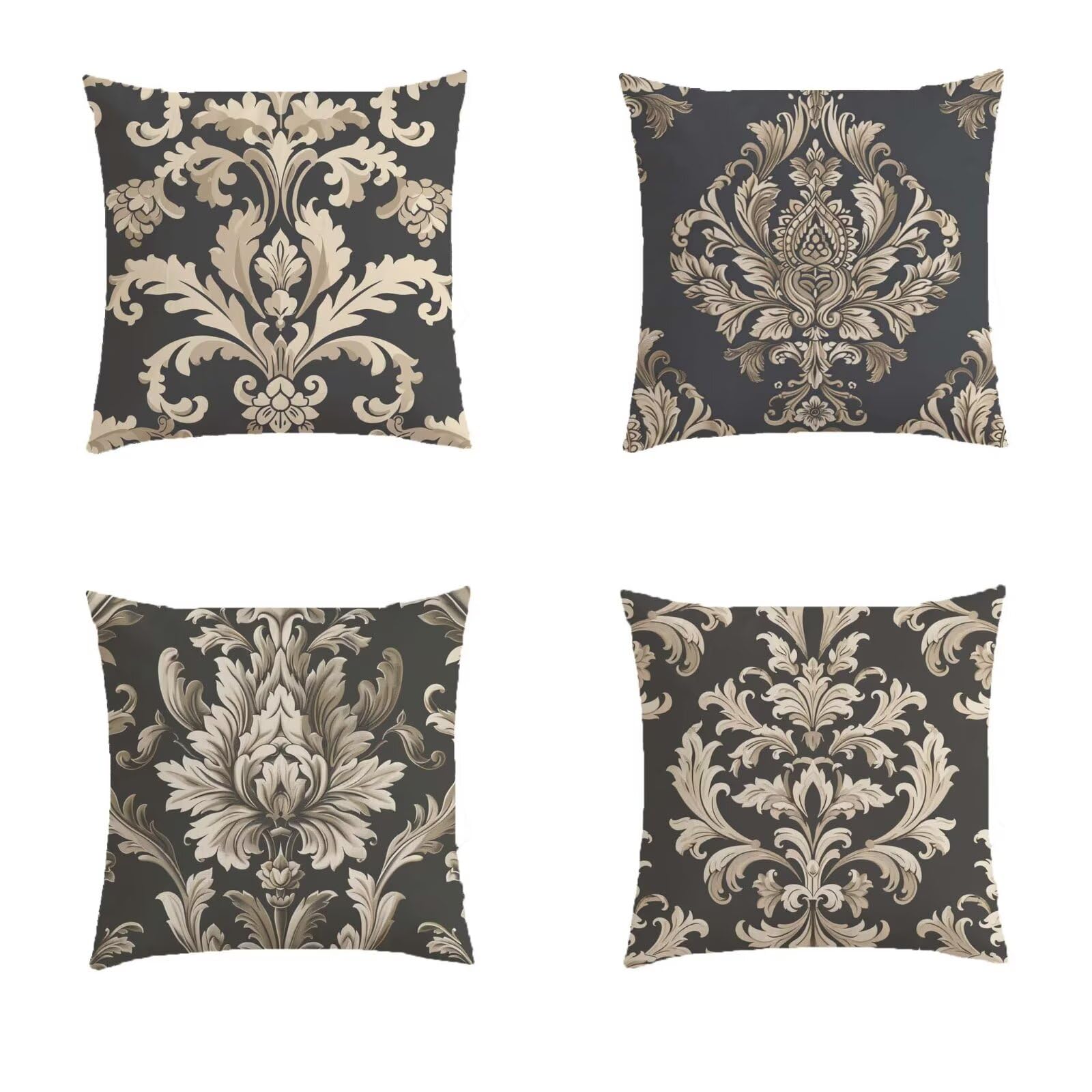 Housse Coussin Exterieur 40x40 Brun Foncé Imperméable Lot de 4