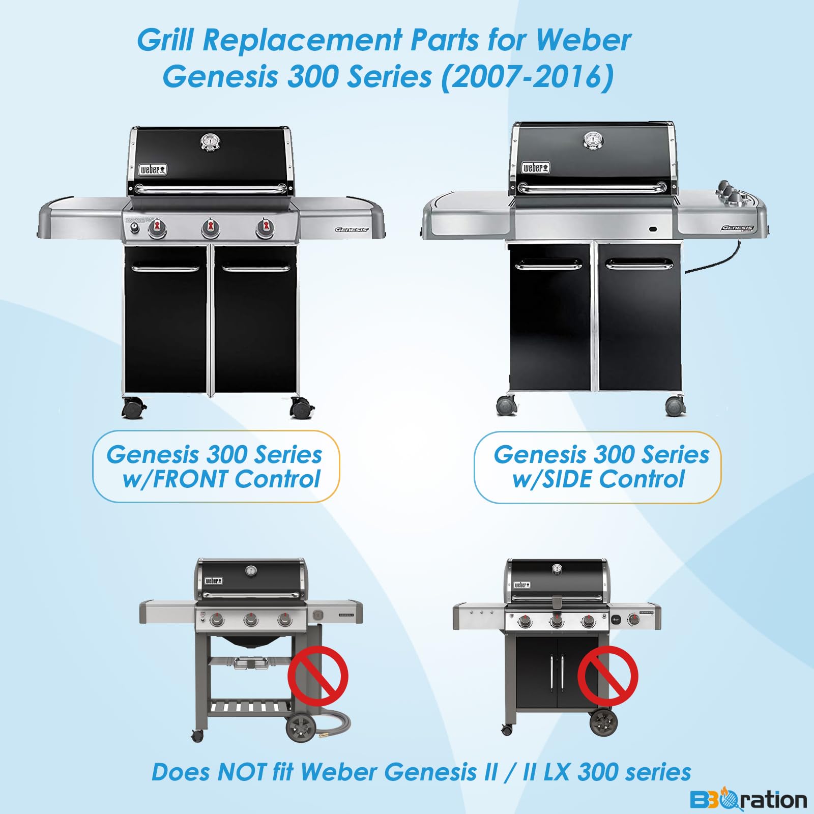 7524 Griddle Insert for Weber Genesis 300 Series E310 E320 E330 S310 S320 S330 EP310 EP320 EP330 for Genesis 300 Grill Parts, Full Size Griddle Replacement Parts for Weber