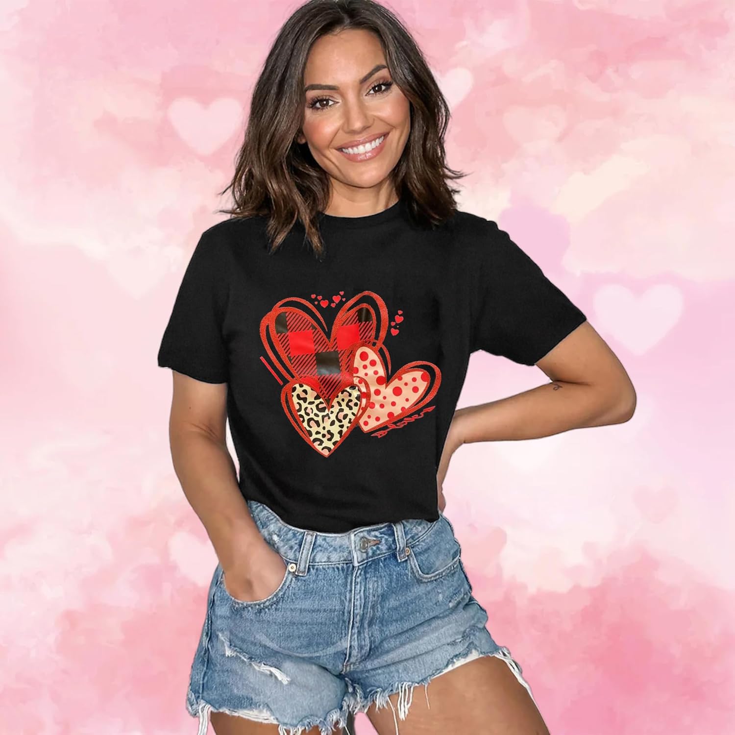 Valentine Shirts for Women Love Heart Graphic Tees Tops Cute Valentines Shirt Short Sleeve Tshirts - Image 4
