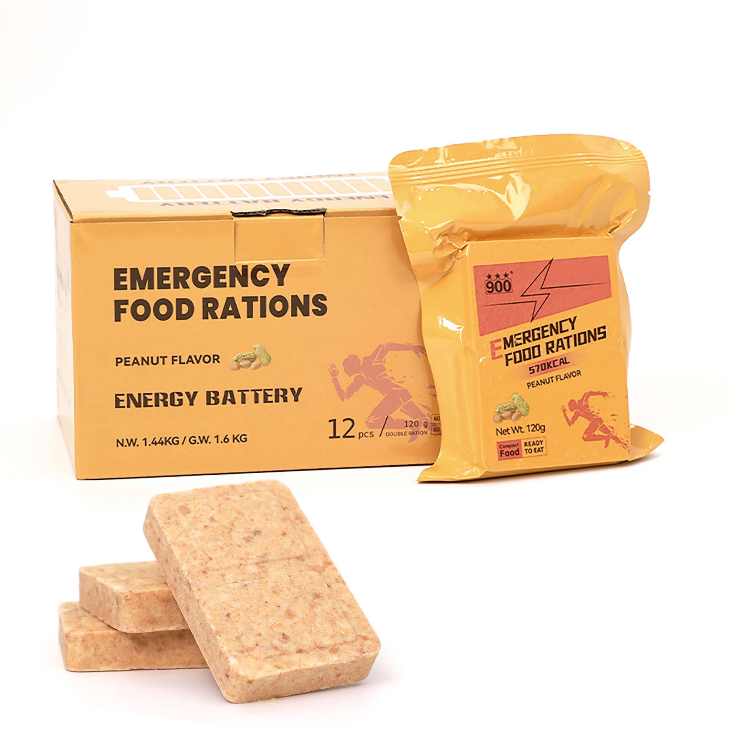 Notfall-Nahrungsmittelversorgung – Erdnuss-Hardtack, Mre Meals Military 2025, Notfall-Mahlzeiten, Survival-Riegel, Camping, Wandern, Überlebensnahrung, kalorienreiche Riegel, 12 Stück, lange