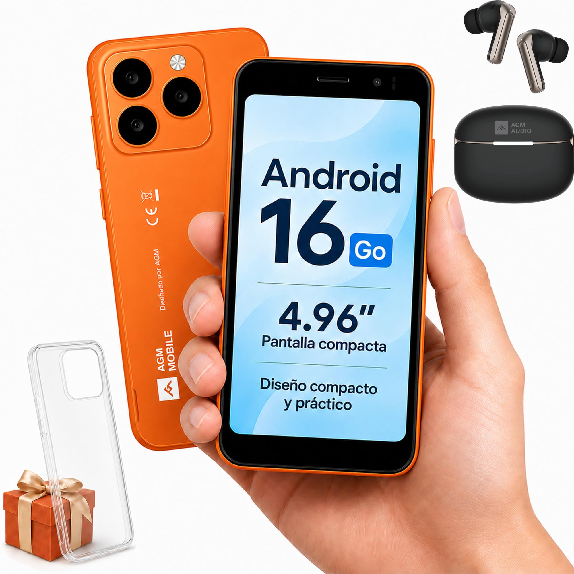 AGM Note N2 Mini Teléfono 4G,Android 16 go,Buds 8 Auriculares Inalámbricos Bluetooth 5.4