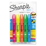 Gel Highlighters Bullet Tip Assorted Fluorescent Highlighter Markers 5 Count Pack Smear And Bleed Resistant Long-Lasting And Won'T Dry Out