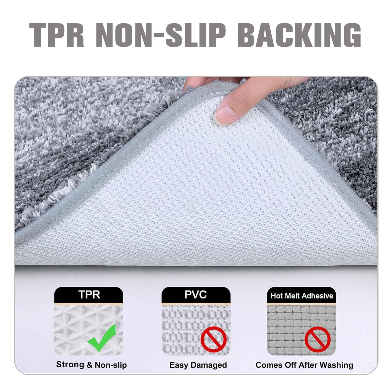 Tappeto Bagno Antiscivolo 60 x 110 cm, Tappetino Doccia Super Assorbente in Microfibra Morbido, Lavabile in Lavatrice, Design Moderni per Bagno, Cucina o Lavandino(Gray,59"x 24")