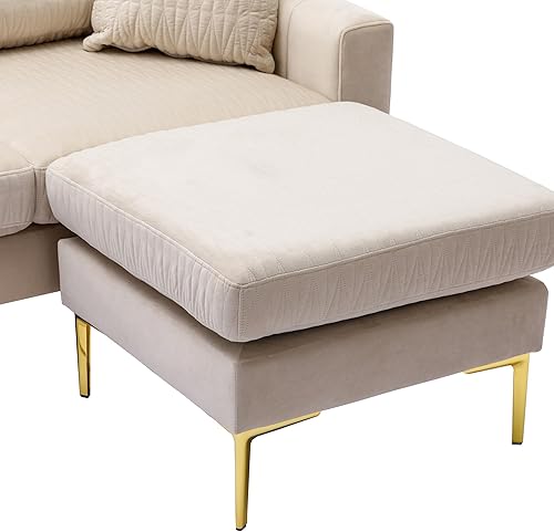 Miniatura 9 de Sofá modular en forma de U con 2 almohadas y 2 otomanas, juego de sofá de tela de terciopelo de 6 asientos, sofá modular tapizado para sala de estar