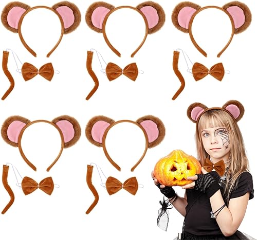 2 juegos de mono disfraz de Halloween, diadema de animal, diseño de disfraz de Halloween, lazo