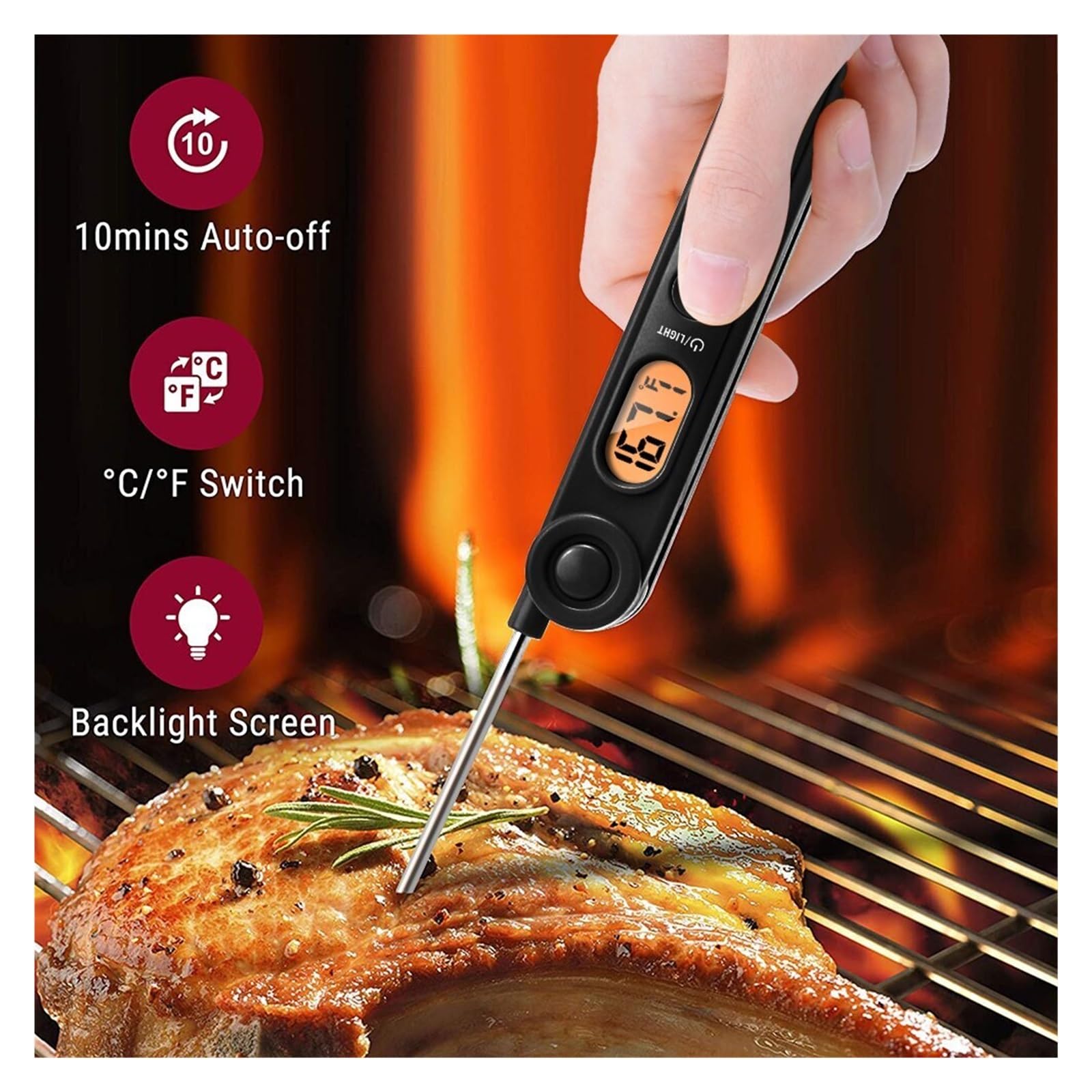 Cuisine De Lecture Instantanée Faisant Cuire Le Thermomètre Numérique Viande For Griller Barbecue Précis Rapide Surveillance Temps Réel