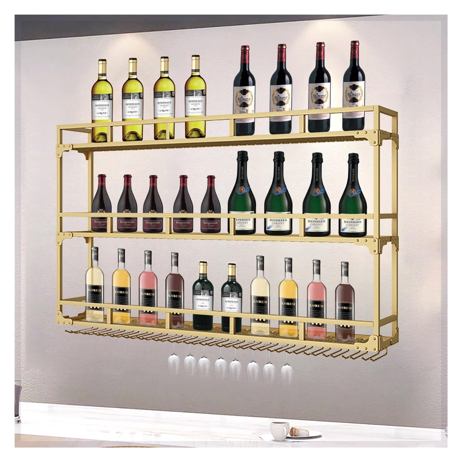 Support pour verres à vin mural et casier LED : rangez vos bouteilles sans encombrer le bar
