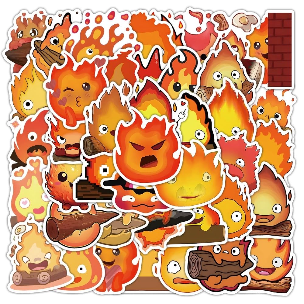 Flame Stickers for Laptop(50 PCS),Gift for Children Teens Adults Girl Boys,Flame Waterproof Stickers for Skateboard,Scrapbook,Bike,Phone,Computer,Luggage Water Bottle Guitar