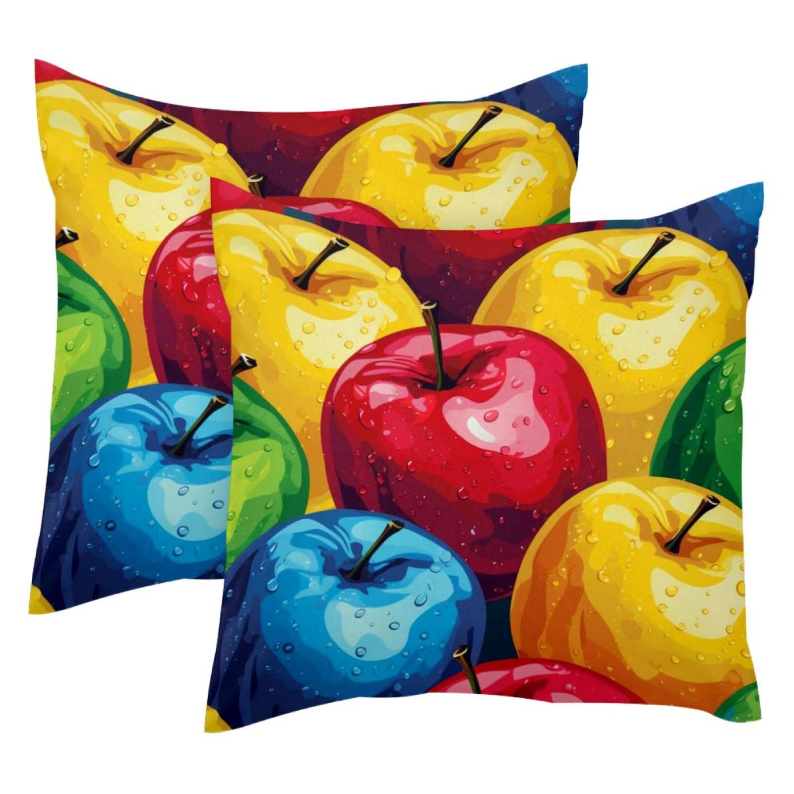 Housse de coussin velours doux motif pomme 50x50 cm : finition haut de gamme