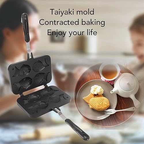 Miniatura 3 de Tnfeeon Taiyaki Fish Shape Maker antiadherente Taiyaki Doble Hornear Pan Hornear