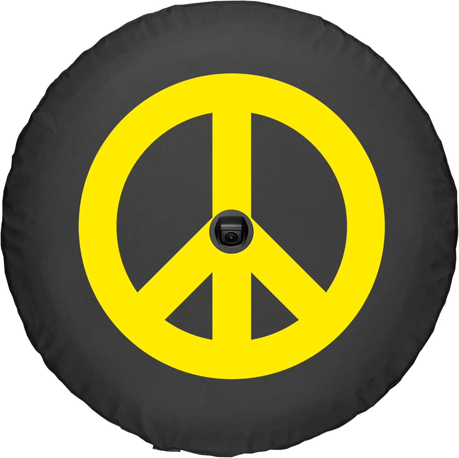 Boomerang - Peace Sign (Yellow Print) - 33" Soft JL Tire Cover for Jeep Wrangler JL (with Back-up Camera) - Rubicon (2018-2024)